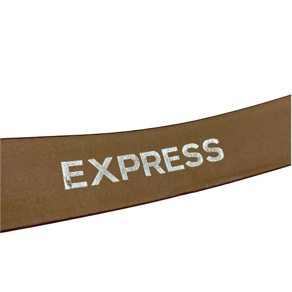 Express Women's Maroon Adjustable Chunky Floral Buckle Waist Belt size Small